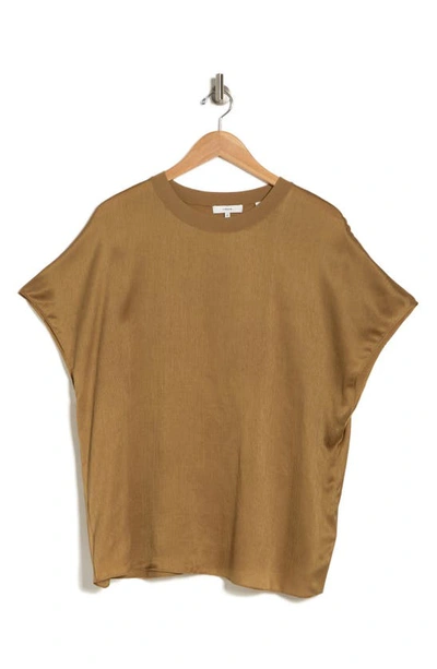 Vince Dolman Sleeve Silk Top In Almond