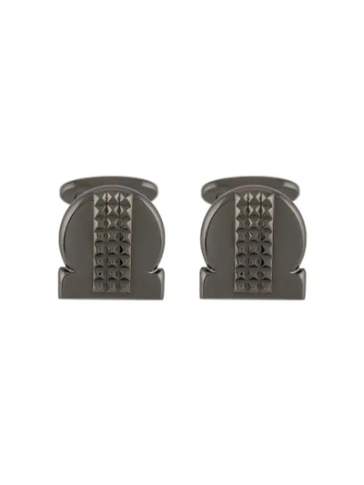 Ferragamo Studded Gancio Cufflinks In Metallic