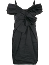 Marc Jacobs Off-the-shoulder Gathered Mini Dress With Bow Detail In Nero