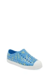 Native Shoes Kids' Jefferson Water Friendly Perforated Slip-on In Resting Blue/ White/ Celery