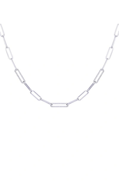 Vince Camuto Pavé Crystal Station Paper Clip Chain Necklace In Silver