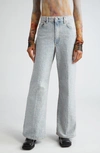 Acne Studios Monogram High Waist Relaxed Fit Jeans In Blue/ Beige