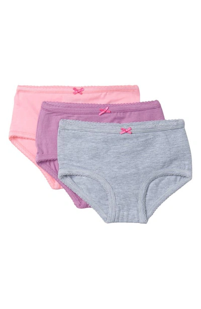 Hatley Kids' Solid 3-pack Assorted Hipster Briefs In Pink/ Coral/ Grey