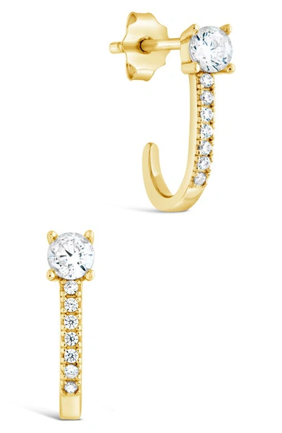 Sterling Forever Cubic Zirconia Pavé Drop Earrings In Gold