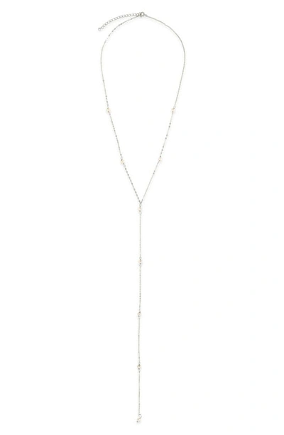 Sterling Forever Freshwater Pearl Station Y-necklace In Silver