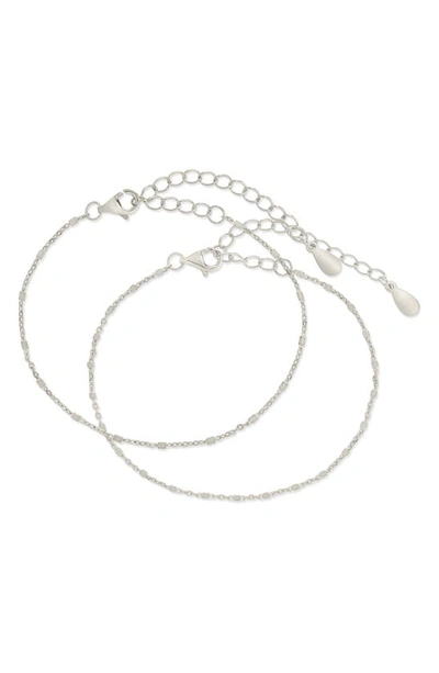 Sterling Forever Chloe Set Of 2 Station Bracelets In Silver