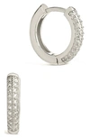 Sterling Forever Pavé Cubic Zirconia Huggie Hoop Earrings In Silver