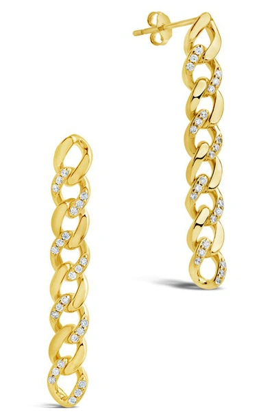 Sterling Forever Cubic Zirconia Pavé Linear Drop Earrings In Gold