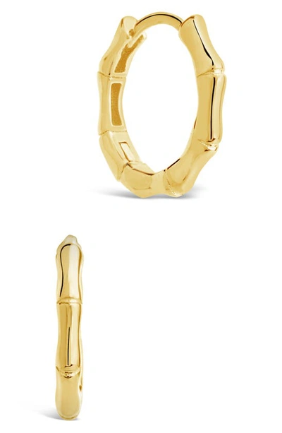 Sterling Forever Bamboo Huggie Earrings In Gold