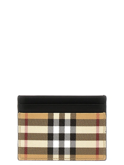 Burberry Check Card Holder In Beige