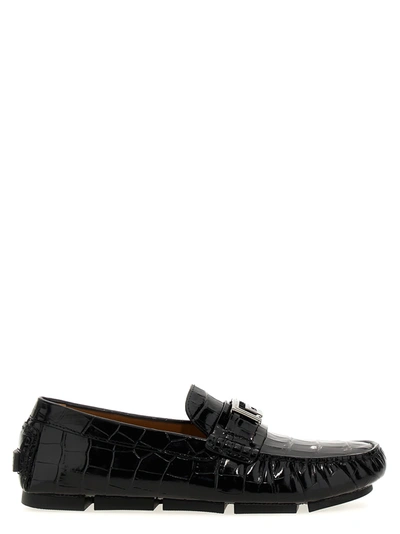 Versace Greca Loafers In Black