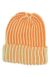 Bp. Stripe Rib Beanie In Orange- Light Blue