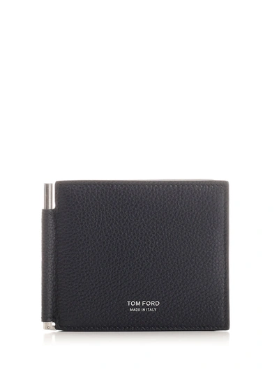 Tom Ford Leather Wallet In Blue