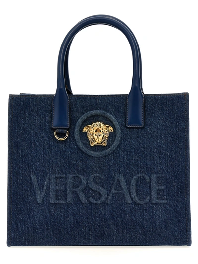 Versace La Medusa Shopping Bag In Blue