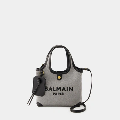 Balmain B Army Mini Grocery Shopper Bag In Eab Noir Blanc