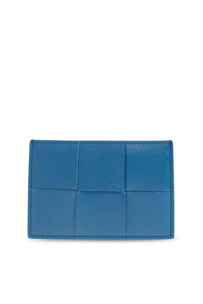 Bottega Veneta Signature Weave Card Holder In Light Blue