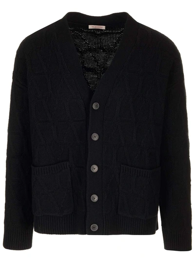 Valentino Toile Iconographe Cardigan In Mxm St. Toile Iconograph Nero/nero