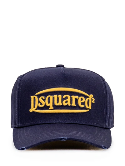 Dsquared2 Baseball Cap With Logo In Navy+giallo