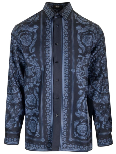 Versace Barocco Shirt In Blue