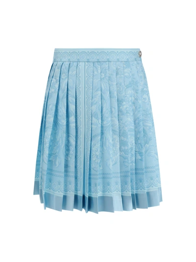 Versace Mini Skirt In Pale Blue