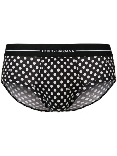 Dolce & Gabbana Underwear Branded Polka Dot Briefs - Black