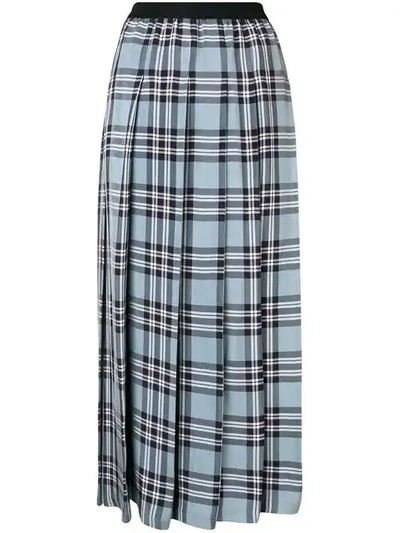 Sara Lanzi Check Pleated Skirt - Blue