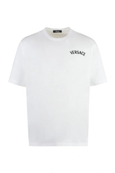 Versace Logo Cotton T-shirt In White
