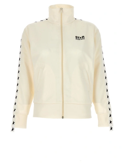 Golden Goose Zipped Track Sweatshirt In White/black