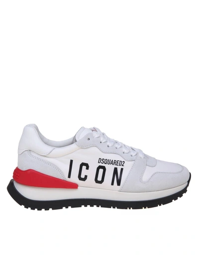 Dsquared2 Suede And Nylon Running Sneakers With Logo In White/red
