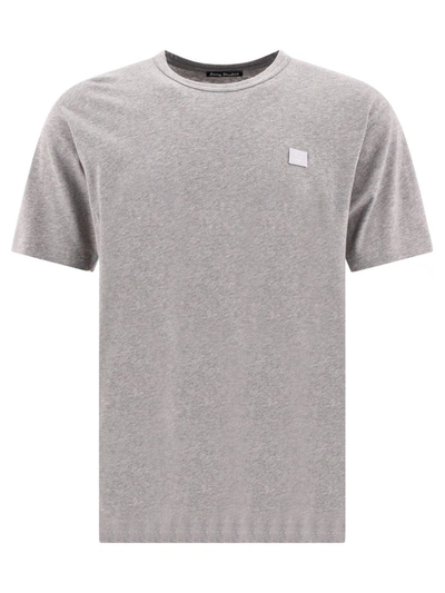 Acne Studios Logo Patch Crewneck T-shirt In X92 Light Grey Melange