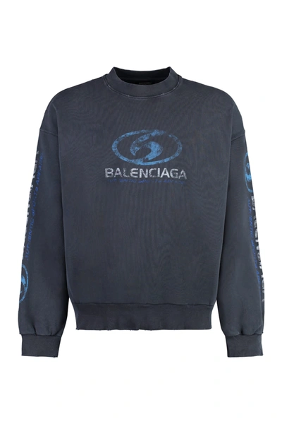 Balenciaga Cotton Crew-neck Sweatshirt In Black