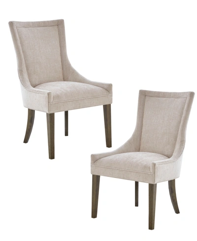 Madison Park Signature Ultra Traditional Fabric Upholstered Swoop Back Dining Side Chair, Set Of 2 In Cream