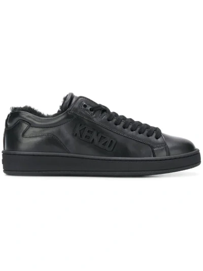 Kenzo Tennix Leather Sneakers In Black