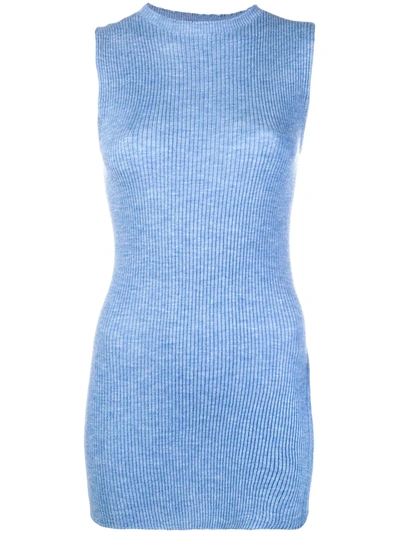 Cashmere In Love Cashmere Ribbed Waistcoat In Blue