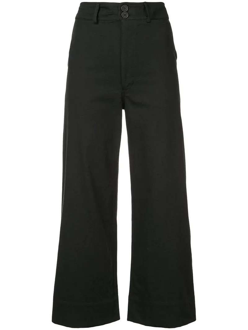 Apiece Apart Flared Cropped Trousers - Black | ModeSens