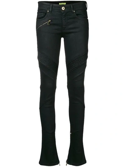 Versace Jeans Skinny Biker Jeans In Black