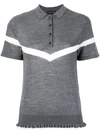 Cashmere In Love Ruffle Trimming Knitted Polo Shirt In Grey