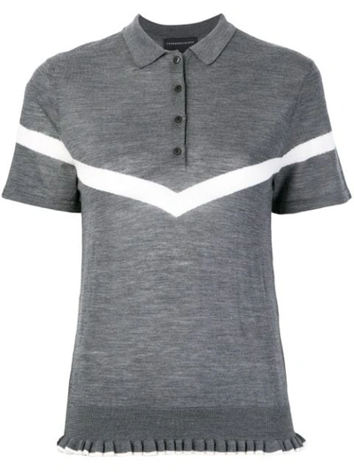 Cashmere In Love Ruffle Trimming Knitted Polo Shirt In Grey