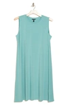 Eileen Fisher Crewneck Jersey Midi Dress In Sea Green