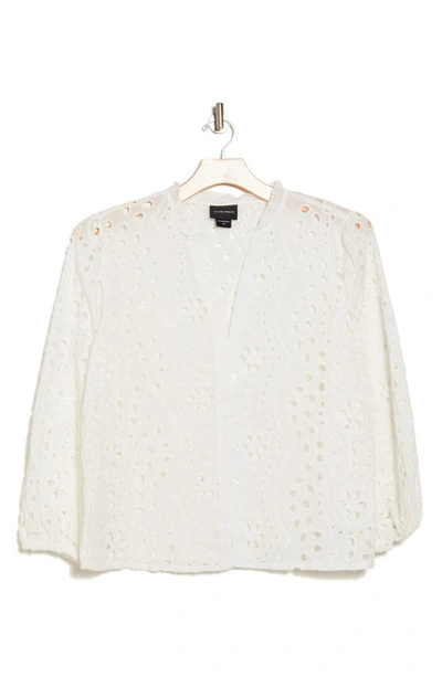 Forgotten Grace Cotton Eyelet Button-up Shirt In White