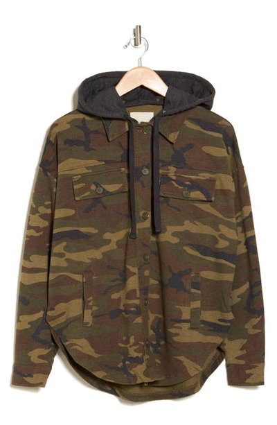 Thread & Supply Academy Hooded Jacket In Olive Camo