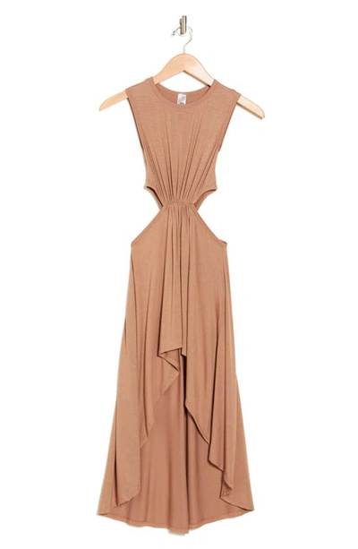 Go Couture Cutout High-low Maxi Dress In Brown