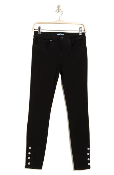 Cece Pearl Bead Trim High Waist Jeans In Mod Black
