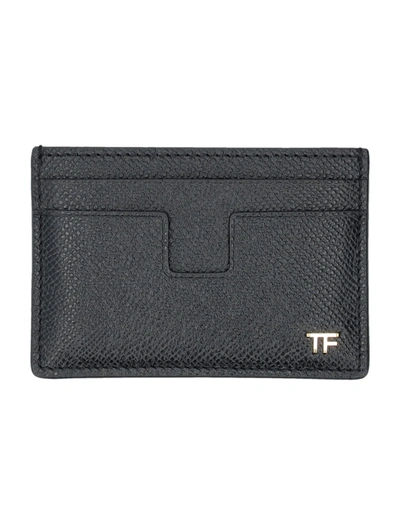 Tom Ford Small Grain Leather Cardholder In Black