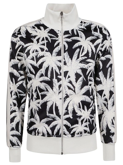 Palm Angels Tropical Print Bomber In Black/off-white