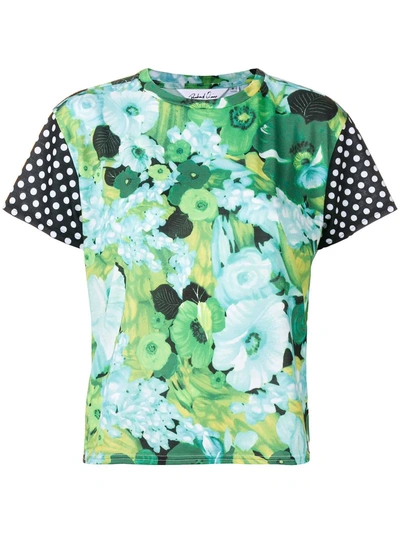 Richard Quinn Dotted Sleeve Floral T In Green