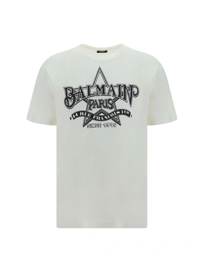 Balmain T-shirt In Gab Blanc Noir