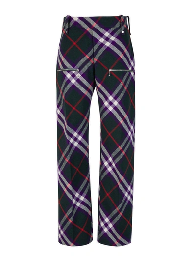 Burberry Plaid-check Straight-leg Trousers In Multicolor