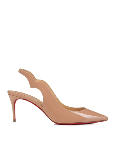 Christian Louboutin Hot Chick Sling 70 Patent/lining In Nude Lin