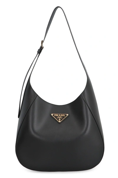 Prada Leather Shoulder Bag In Black